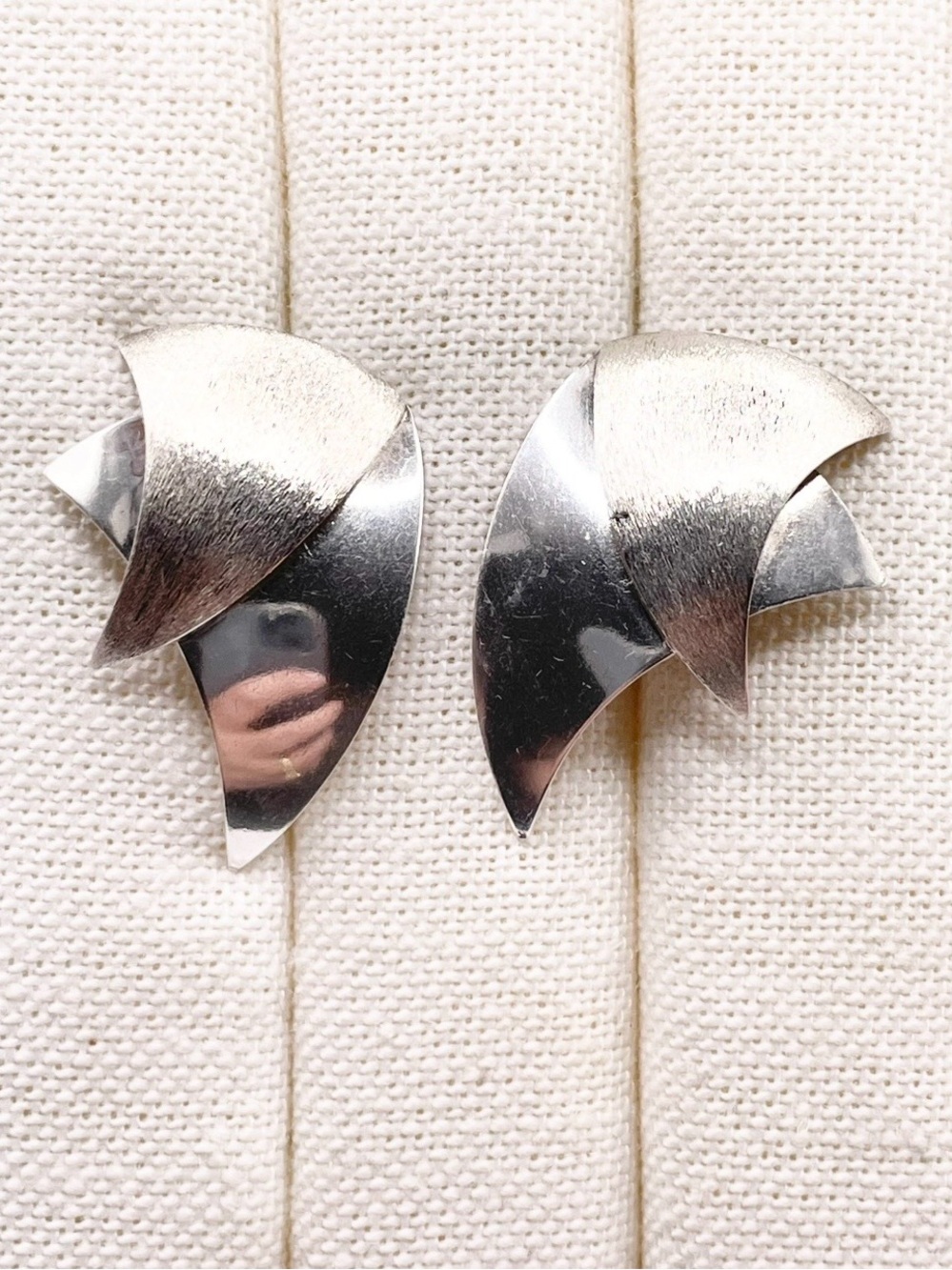 Modern Abstract 925 Sterling Silver Earrings- TTC signed